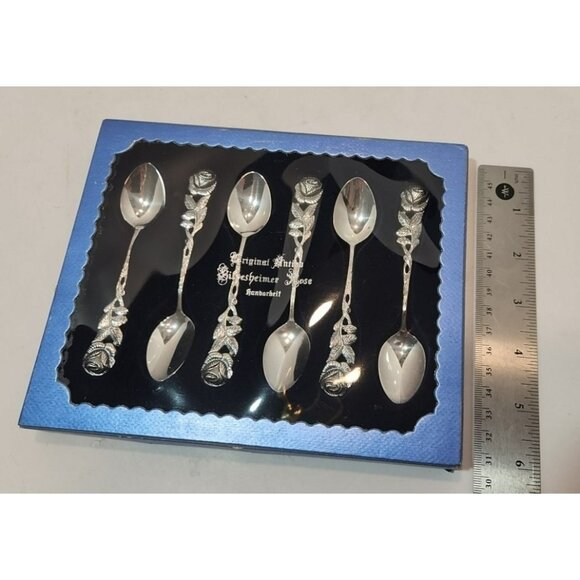 Vtg Antiko 100 Hildesheimer Rose Silverplate Demitasse Spoons in Original Box - Picture 9 of 9